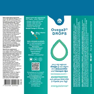 Ovega3 DROPS DHA+EPA with Coenzyme Q10 & Astaxanthin, 50 ml