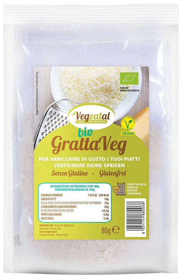 GrattaVeg Râpé Alternative végétalienne au fromage à pâte dure Bio