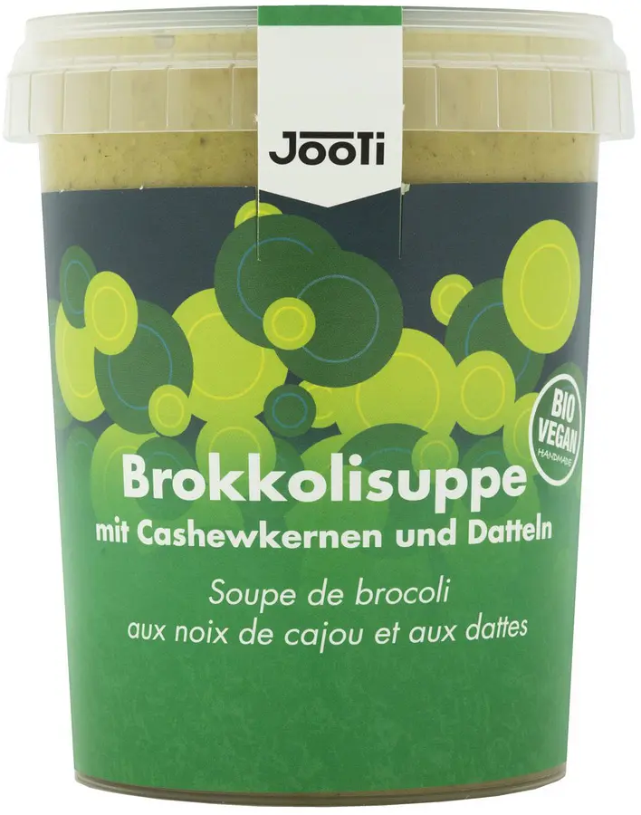 Frisch: Brokkoli-Suppe mit Cashewkernen & Datteln Bio