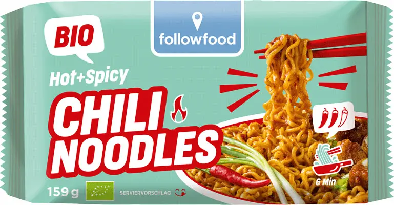 Asian-style spicy organic rice noodles