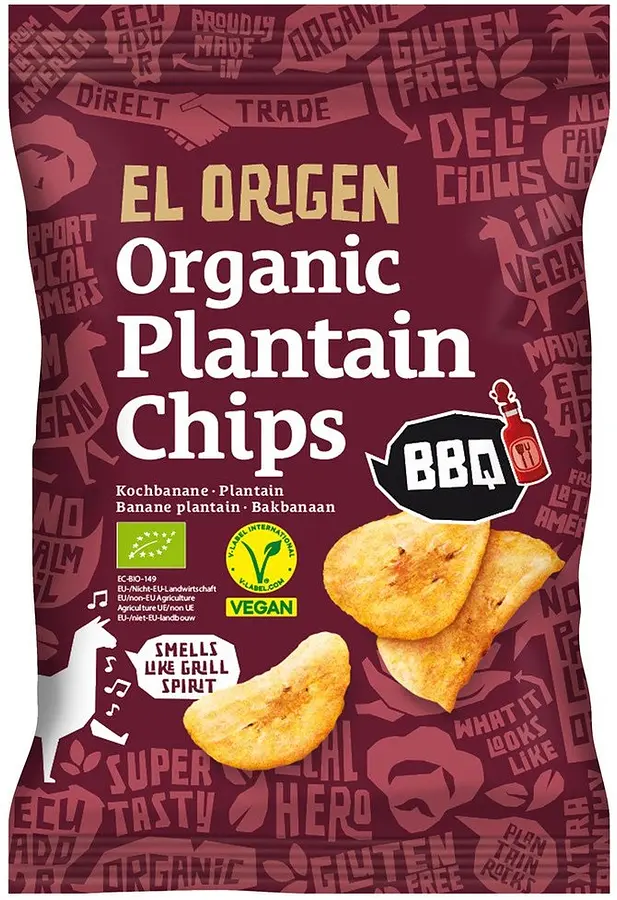 Kochbananen Chips Plantain BBQ Bio