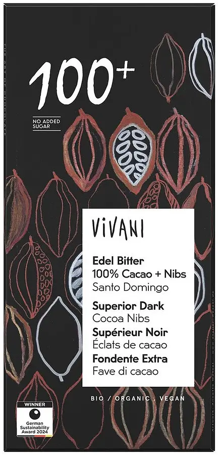 Edel Bitter 100% Cacao + Nibs Schokolade Bio