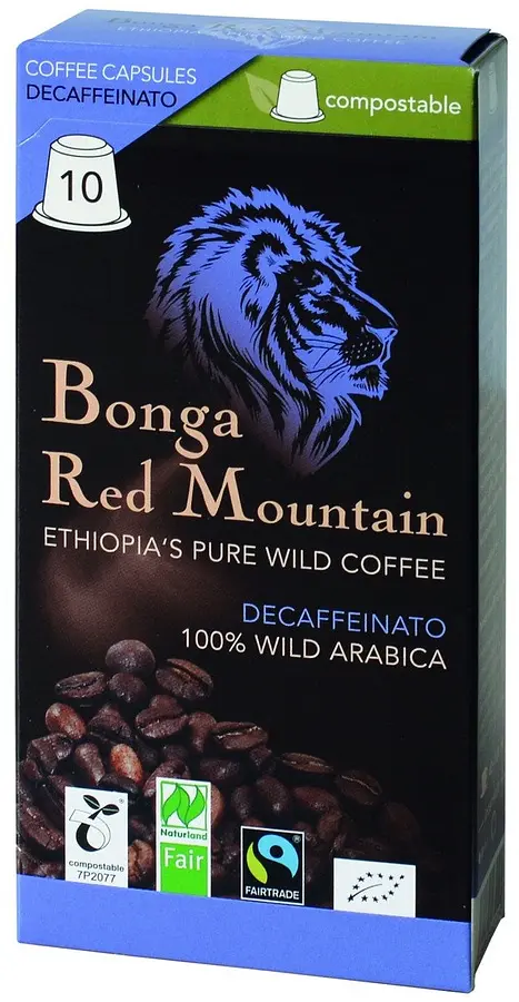 Kaffee Bonga Red Mountain Kapseln Decaffeinato kompostierbar Bio
