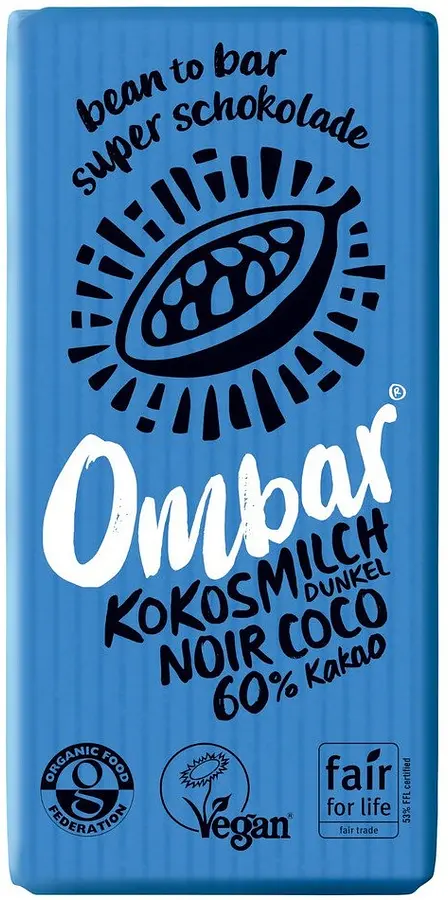 Mini Tablette Ombar Chocolat Cru Lait de Coco Noir 60% Bio
