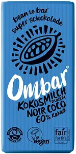 Mini Tablette Ombar Chocolat Cru Lait de Coco Noir 60% Bio, 35 g