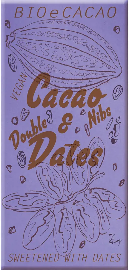 Dattelschokolade Double Dates Nibs Tafel 51% Bio