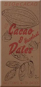 Dattelschokolade Haselnuss Tafel 65% Bio, 90 g