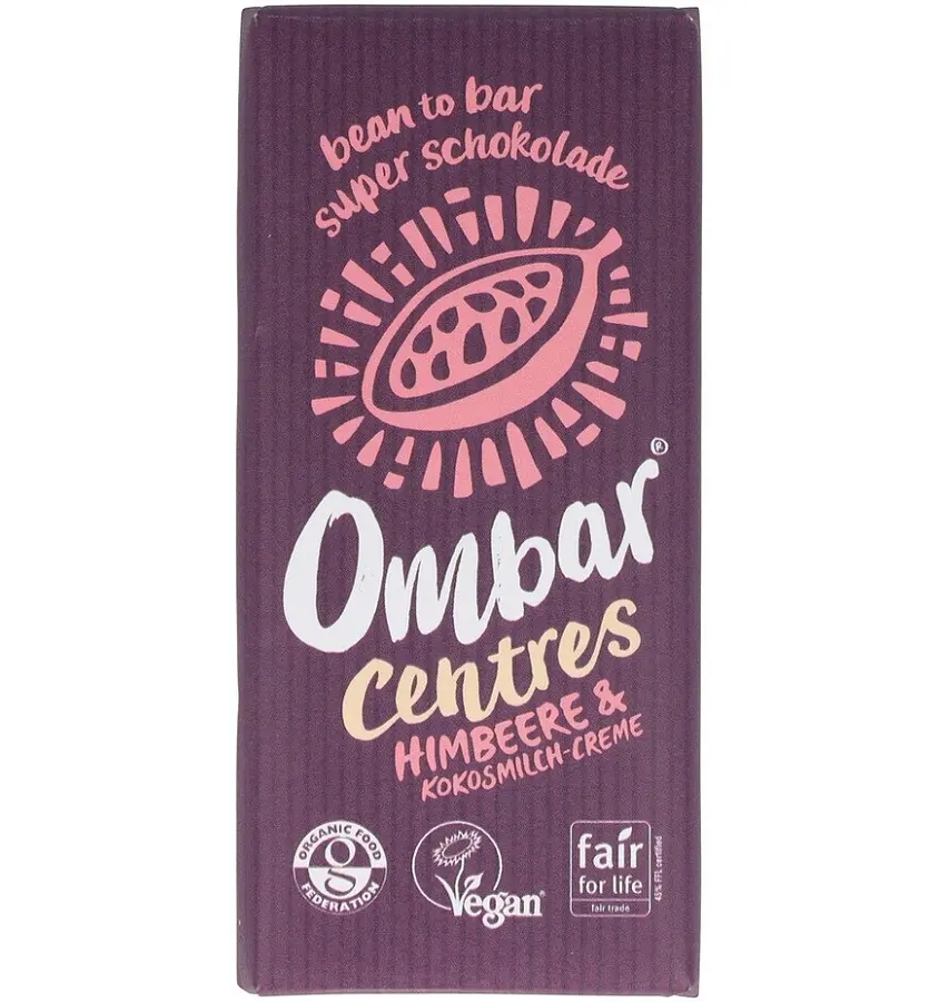 Ombar Centres Chocolat Lait de Coco & Framboise Bio