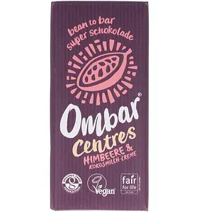 Ombar Centres Chocolat Lait de Coco & Framboise Bio, 70 g