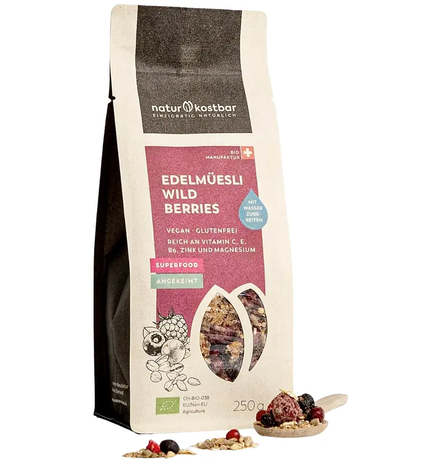 Gourmet Muesli Wild Berries Raw Food Quality Organic