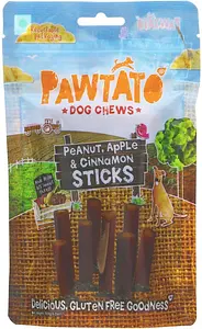 Benevo Bâtonnets à mâcher Cacahuète, Pomme & Cannelle Pawtato Sticks, 120 g