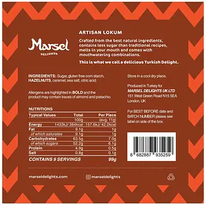 Artisan Lokum Haselnuss mit Karamell, 99 g
