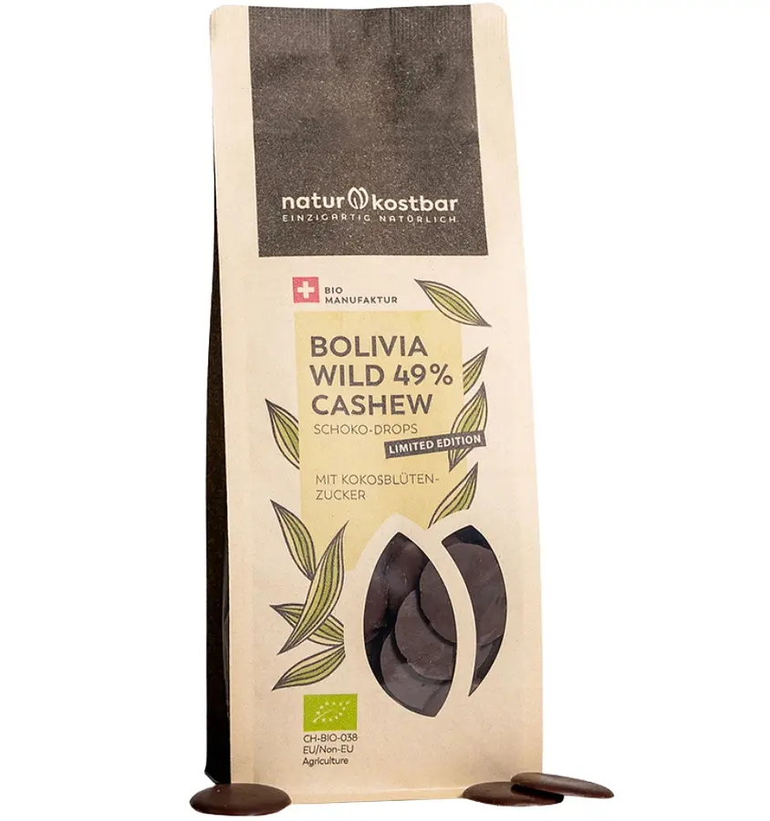 Pépites de chocolat Bolivia Wild 49% Noix de Cajou Bio