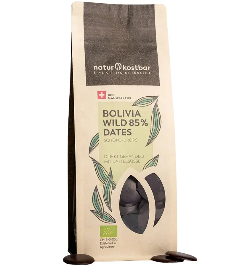 Chocolate Drops Bolivia Wild 85% Dates Organic
