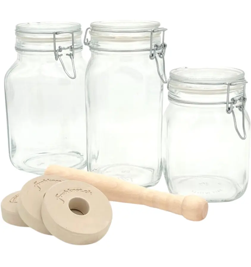 Preserving and fermentation jar set, 3 jars
