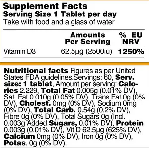 Vitamin D3 2500IU 60 Capsules, 60 piece