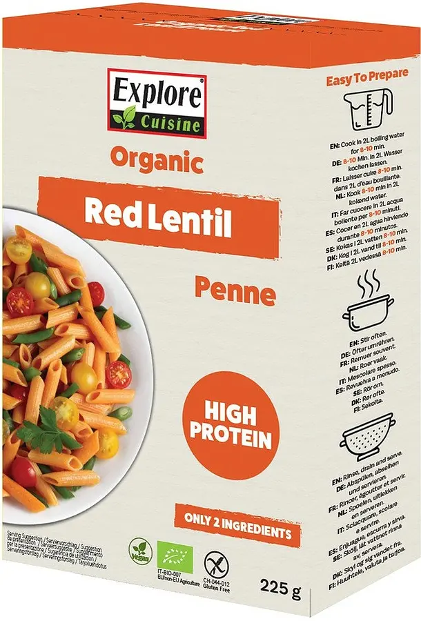 Pasta Explore Cuisine Penne made from Red Lentils Organic