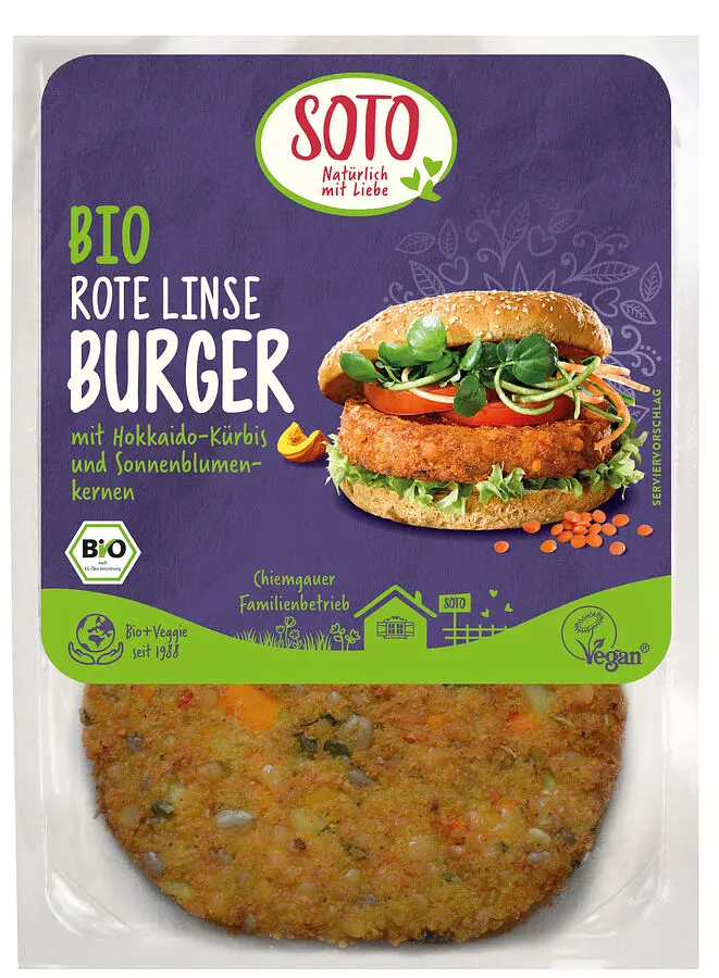 Burger Gemüse rote Linse Bio