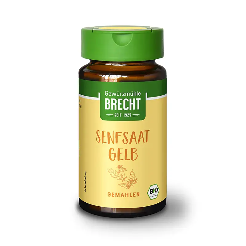 Gelbe Senfsaat gemahlen Glas Bio